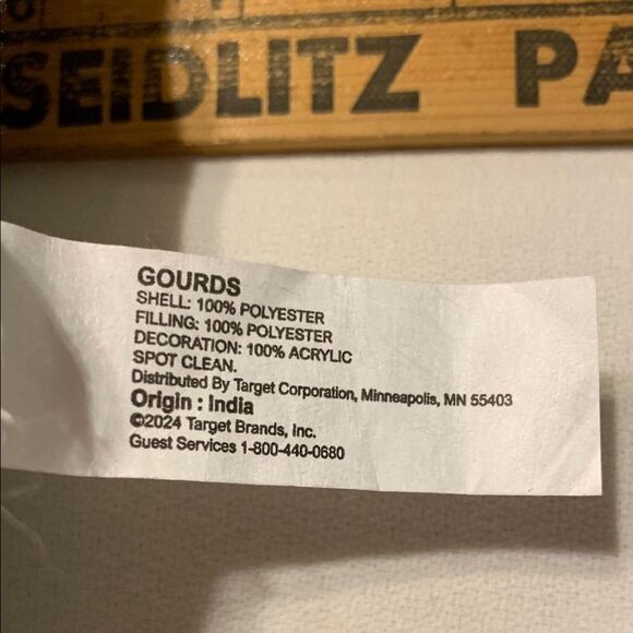 Fall Throw Pillow with 3D embroidered pumpkins & gourds - Picture 4 of 5